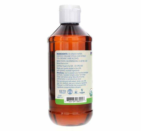 Better Stevia Organic Liquid Sweetener, NOW